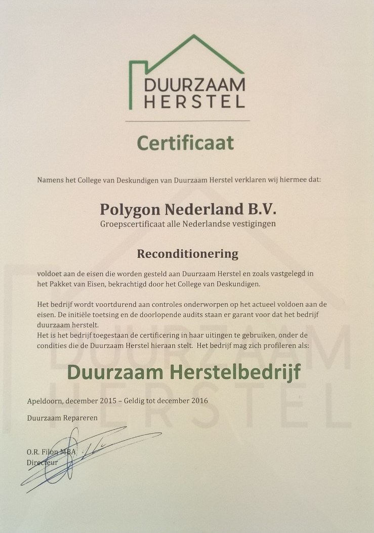 Certificaat Duurzaam Herstel Polygon