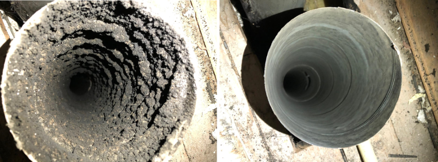 Vervuild en gereinigd luchtkanaal door Polygon